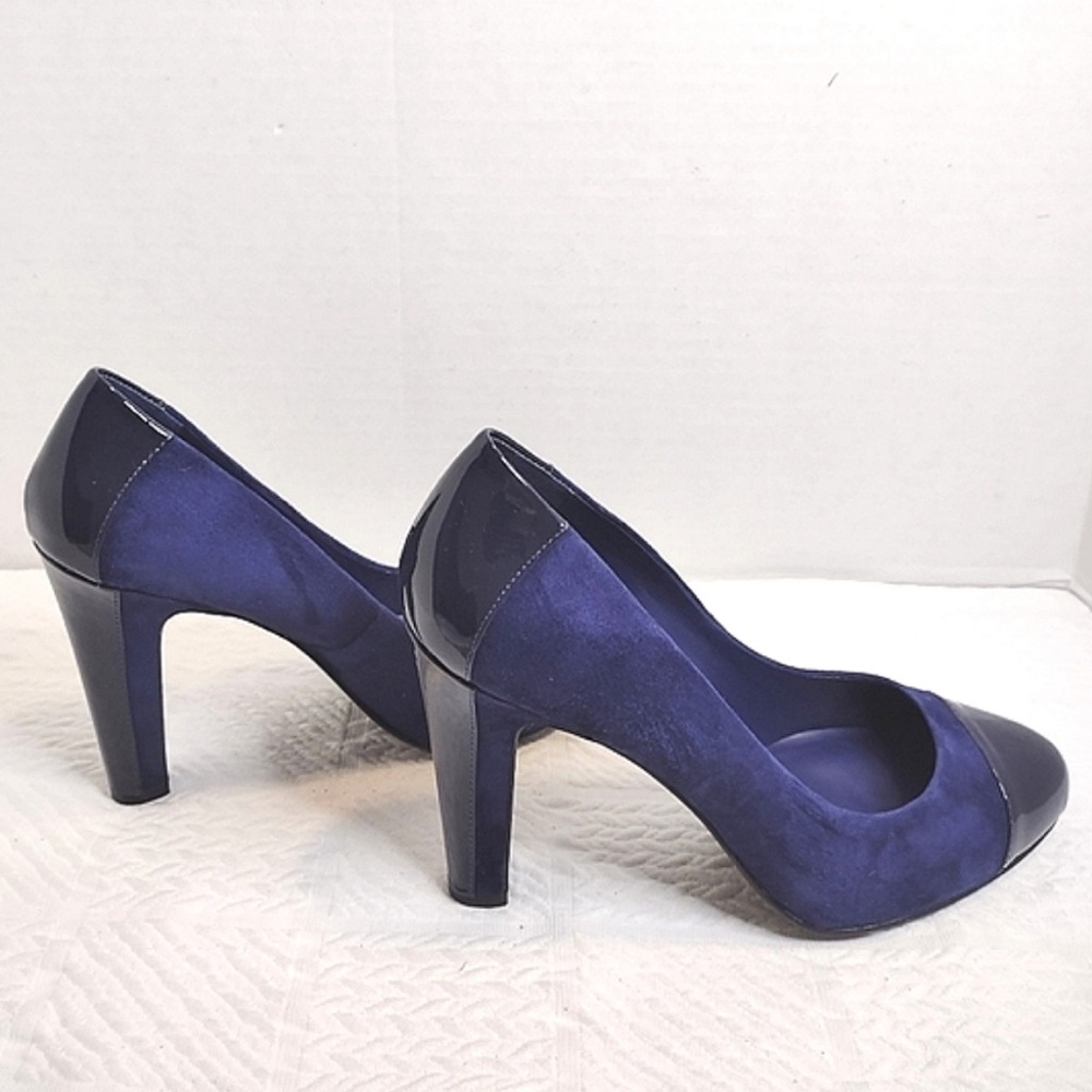 NWOT Ralph Lauren RAFITA Blue Suede & Patent Heels